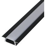 146-405-2, Комплект врезного алюминиевого профиля с рассеивателем, 22х6мм, 1м, черный
