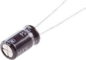 UPS1H470MED, Электролитический конденсатор, миниатюрный, 47 мкФ, 50 В, Серия PS, ± 20%, Радиальные Выводы