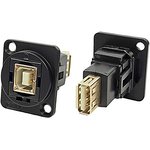 Straight, Panel Mount, Socket to Socket Type B to A 2.0 Feedthrough USB Connector