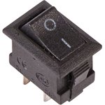 36-2010, Выключатель клавишный 250V 3А (2с) ON-OFF черный Micro (RWB-101)