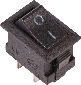 Фото 1/8 36-2010, Выключатель клавишный 250V 3А (2с) ON-OFF черный Micro (RWB-101)
