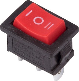 Фото 1/8 36-2144, Переключатель клавишный 250V 6А (3с) ON-OFF-ON красный с нейтралью Mini (RWB-205, SC-768)