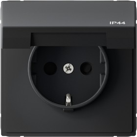 Фото 1/9 ArtGallery Aqua Карбон Розетка с заземлением со шторками, с крышкой, 16А, IP44, механизм Systeme Electric (Schneider Electric)