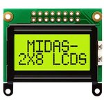 MC20805B6W-SPTLY-V2, Буквенно-цифровой ЖКД, 8 x 2, Черный на Желтом / Зеленом, 5В, Параллельный, Английский, Японский