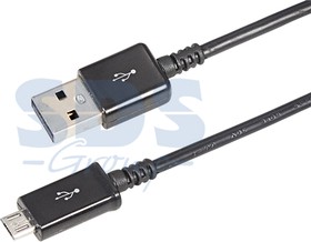Фото 1/2 18-4268-20, Кабель USB-A - micro USB, 1А, 1м, черный, длинный штекер,