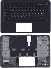 Фото 1/2 Клавиатура (топ-панель) для ноутбука HP Probook X360 11 G1 EE, G2 EE черная с черным топкейсом