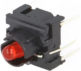 Фото 1/2 3FTH980, IP67 Red Side Cap Tactile Switch, SPST 50 mA 6.5 (Dia.)mm PCB