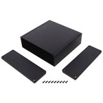 1455T1602BK, Enclosures, Boxes, & Cases Alum w/Plastic Ends 6.3x6.3x2.1" Black
