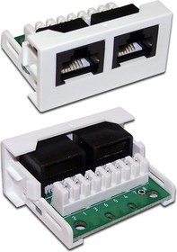 Вставка Mosaic 22.5x45, Y-адаптер, 2 компьютерных порта, белая LAN-WA-LP-E2-E2-WH