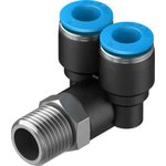 QSYL-1/4-8, Y Threaded Adaptor, Push In 8 mm to Push In 8 mm ...