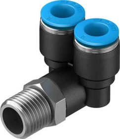QSYL-1/4-8, Y Threaded Adaptor, Push In 8 mm to Push In 8 mm, Threaded-to-Tube Connection Style, 153176