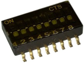 218-8LPSTRF, SPST Black Slide (Standard), Notch 1.27mm 8 SMD-16P,5.8x11.3mm DIP Switches
