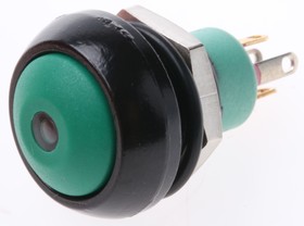 Фото 1/2 IPR3SAD3L0G, Illuminated Push Button Switch, Momentary, Panel Mount, 13.6mm Cutout, SPST, Green LED, 28V dc, IP67