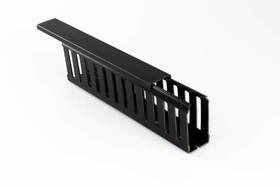 08860000Y, 886 Black Slotted Panel Trunking - Open Slot, W25 mm x D37.5mm, L1m, PVC