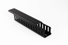 09940000Y, 994 Black Slotted Panel Trunking - Open Slot, W75 mm x D50mm, L2m, PVC
