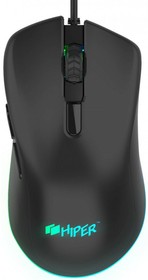 Фото 1/2 Мышь игровая HIPER COBRA (GMUS-4000) Black USB {6400 dpi, 6 кнопок, USB кабель 1.8м, черный}