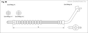 FT4676, Шланг тормозной передн лев FORD: ESCORT V 1.4/1.6/1.8D 07.90-12.90