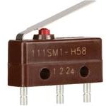 111SM1-H58, Switch Snap Action N.O./N.C. SPDT Leaf Lever 5A 250VAC 30VDC 1.95N ...