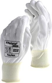 Фото 1/2 8802, Polyflex White Polyurethane General Purpose Work Gloves, Size 8, Medium, Polyurethane Coating