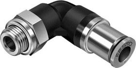 QSMKL-G1/8-6, Elbow Threaded Adaptor, G 1/8 Male to Push In 6 mm, Threaded-to-Tube Connection Style, 186305