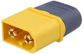 Фото 1/2 XT60H-M, Вилка питания DC, XT60, "папа", PIN 2, провод, под пайку, Цвет желтый
