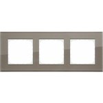 3-постовая рамка LK Studio, натуральное стекло, цвет серо-коричневый 844319-1
