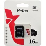 NT02P500ECO-016G-R, Карта памяти 16GB MicroSD class 10 + SD адаптер NETAC