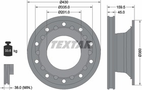 93127100, Диск тормозной BPW (430х45х160) (1шт.) TEXTAR