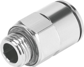 NPQM-D-G18-Q4-P10, Straight Threaded Adaptor, G 1/8 Male to Push In 4 mm, Threaded-to-Tube Connection Style, 558661