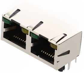 Фото 1/5 RJHSE-5384-02, Modular Connectors / Ethernet Connectors R/A RJ45 SHIELDED 2 PORT G/Y LEDS