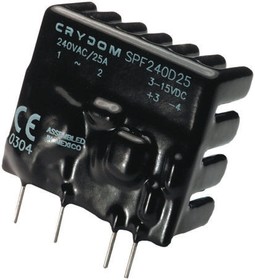 Фото 1/2 SPFE240D25, Solid State Relay - SPST-NO (1 Form A) - AC, Zero Cross Output - 15 to 32VDC Input - 25A, 12 to 280V Load - PC Pi ...