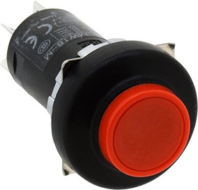 MW1B-A12R, Кнопочный переключатель, MW Series, 22 мм, DPDT, Обслуживаемый, Round Flush, Красный