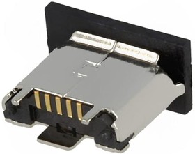 Фото 1/2 207F-BA00, Гнездо, USB B Micro, SMT, PIN: 5, USB 2.0, позолота