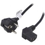 Power cord, Europe, german schuko-style plug, angled on C13-plug, angled, black, 3 m
