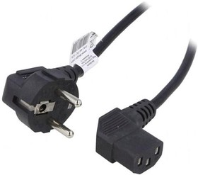 Фото 1/2 Power cord, Europe, german schuko-style plug, angled on C13-plug, angled, black, 3 m