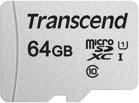 Фото 1/10 Карта памяти microSDXC UHS-I U1 Transcend 64 ГБ, 100 МБ/с, Class 10, TS64GUSD300S, 1 шт., без адаптера