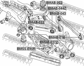 Фото 1/7 Опора амортизатора BMW 3 E90 2004-2008 [ECE] заднего (нижняя) \ BMSS-E90R FEBEST