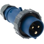 278, AM-TOP IP67 Blue Cable Mount 3P Industrial Power Plug, Rated At 16A, 230 V