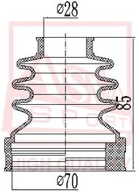 asbt-inp12, Пыльник шрус (комплект без смазки) 21x66x79 NISSAN PRIMERA P12 2002-