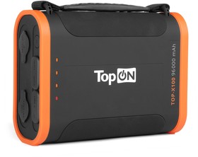 Фото 1/10 Внешний аккумулятор TopON TOP-X100 96000mAh Type-C PD 60W, USB1 QC3.0, USB2 12W, 2 авторозетки 180W, фонарь, защита от брызг, LiFePO4. Черны