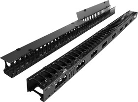 Вертикальные органайзеры с пластиковыми пальцами 149 мм, 47U, для шкафов Business шириной 800 мм, 2 шт., черные TWT-CBB-DVO-47U/M