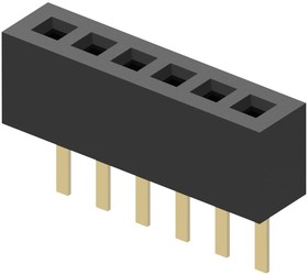 BC065-06-A-L-D, Board to Board & Mezzanine Connectors 6w, 1.0mm Pitch Socket, SIL, TH, Vert, GF, Tube