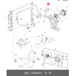 13338423, Патрубок радиатора| \Opel 1.6 LET,LER,LEL,XNT