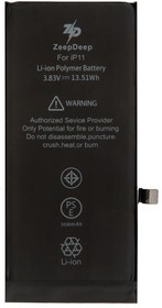 Фото 1/2 Аккумулятор ZeepDeep для iPhone 11 +14% увеличенной емкости: батарея, монтажные стикеры, прокладка дисплея 3.8V 3530mAh