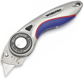 Универсальный складной нож WP211013 алюминиевый, быстросменный, трапециевидные лезвия WP211013