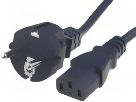 Фото 1/2 Device connection line, Europe, plug type E + F, straight on C13 jack, straight, H05VV-F3G1.0mm², black, 2.5 m