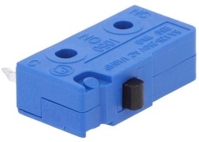 Фото 1/2 Subminiature snap-action switch, On-On, PCB connection, pin plunger, 1.5 N, 5 A/250 VAC, IP40
