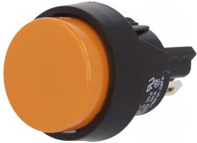 Фото 1/2 Pushbutton, 1 pole, orange, unlit , 4 (2) A/250 VAC, mounting Ø 16 mm, IP40, 5000.0103