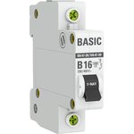 Выключатель автоматический модульный 1п B 16А 4.5кА ВА 47-29 Basic EKF mcb4729-1-16-B