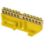sn0-63-12- dz, Zero bus N 6x9 12 holes yellow insulator on a brass DIN rail PROxima